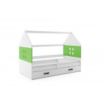 Detská posteľ domček DOMI biela - zelená so zásuvkou 160x80cm
